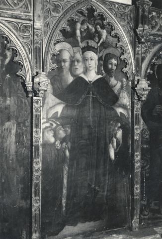 Anonimo — Corna Antonio della - sec. XV - Madonna della Misericordia, santi e angeli — particolare